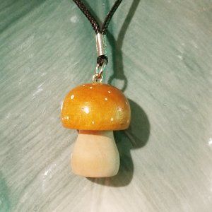 Wooden mushroom necklace